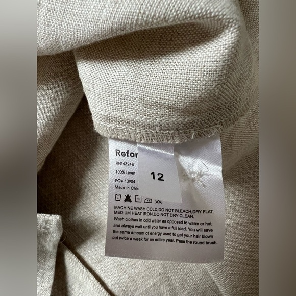 Reformation Women’s Fredo 100% linen skirt Sz 12 Beige Quiet Luxury Old Money - Picture 9 of 9